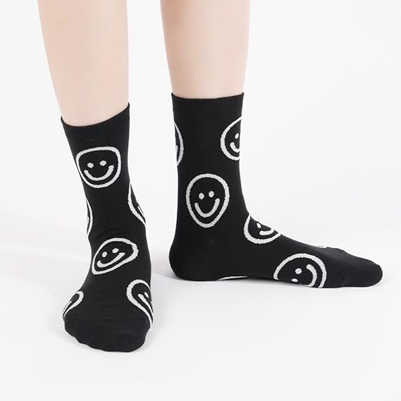 Women's Cotton Socks - Smiley Face Cute Character Design