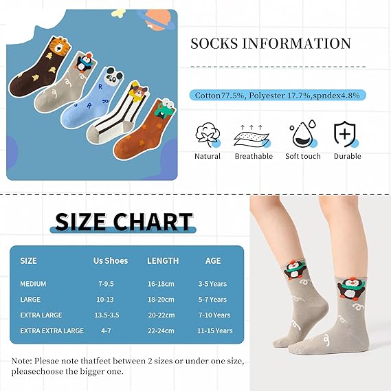Boys Cotton Socks Soft Novelty Socks Cute Fruit Pattern