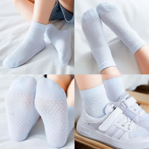Cotton Socks Thin Summer White Mesh Crew Ankle Dress Sock for Girls Boys kids