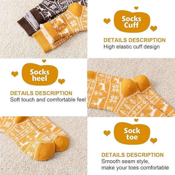 Women Thick Soft Warm Fuzzy Socks Winter Wool Fluffy Cozy Casual Home Sleep Socks