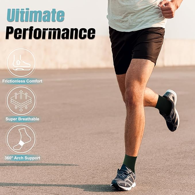 Mens Athletic Quarter Hiking Socks for Work Gym Sports