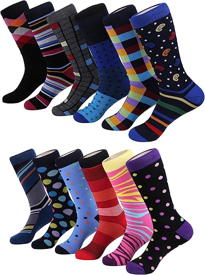 Men's Dress Socks - Colorful Funky Socks for Men - Cotton Fashion Patterned Socks
