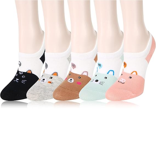 No Show Socks Novelty Cat Dog Socks Girl Cute Animal Pattern Low Cut Socks Non Slip Christmas Gifts
