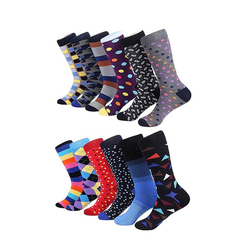 Men's Dress Socks - Colorful Funky Socks for Men - Cotton Fashion Patterned Socks