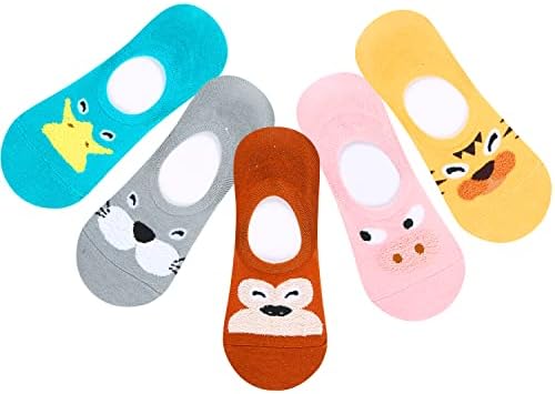 No Show Socks Novelty Cat Dog Socks Girl Cute Animal Pattern Low Cut Socks Non Slip Christmas Gifts