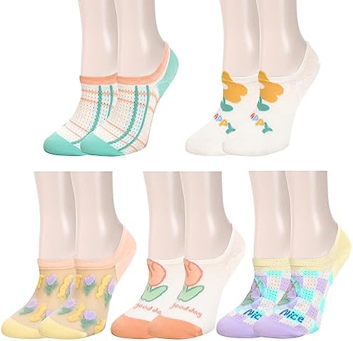 No Show Socks Novelty Cat Dog Socks Girl Cute Animal Pattern Low Cut Socks Non Slip Christmas Gifts