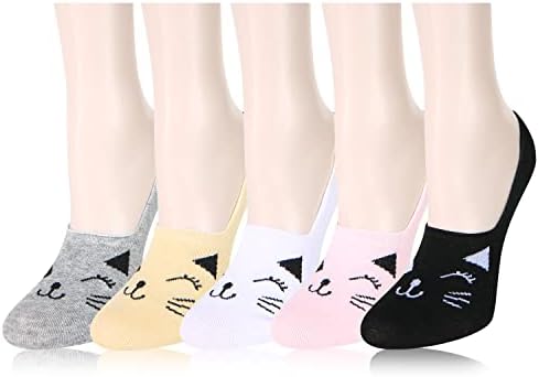 No Show Socks Novelty Cat Dog Socks Girl Cute Animal Pattern Low Cut Socks Non Slip Christmas Gifts