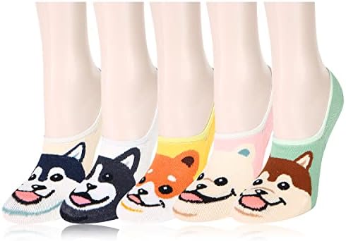 No Show Socks Novelty Cat Dog Socks Girl Cute Animal Pattern Low Cut Socks Non Slip Christmas Gifts
