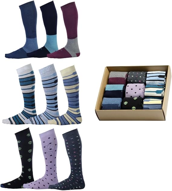 Over the Calf Socks for Men | Colorful Funky Dress Socks