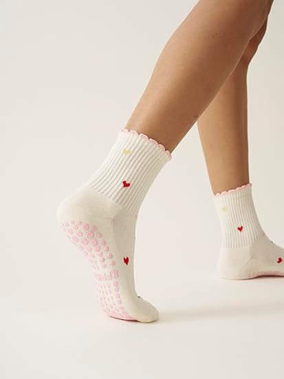 Half Calf Grip Socks, Cute Fruit Pilates Socks, Ruffle Socks, Non-Slip for Barre Yoga
