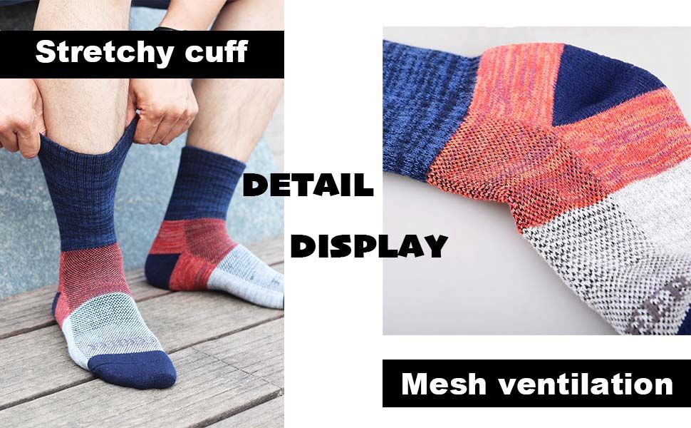 Mens Modern Hiking socks, Athletic Cushioned Cotton Socks with Arch Support