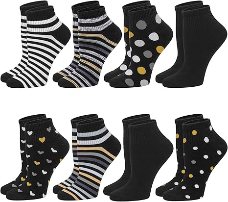 Cotton Ankle Socks for Women, Breathable Novelty Funny Striped Dot Casual Cute Dress Socks