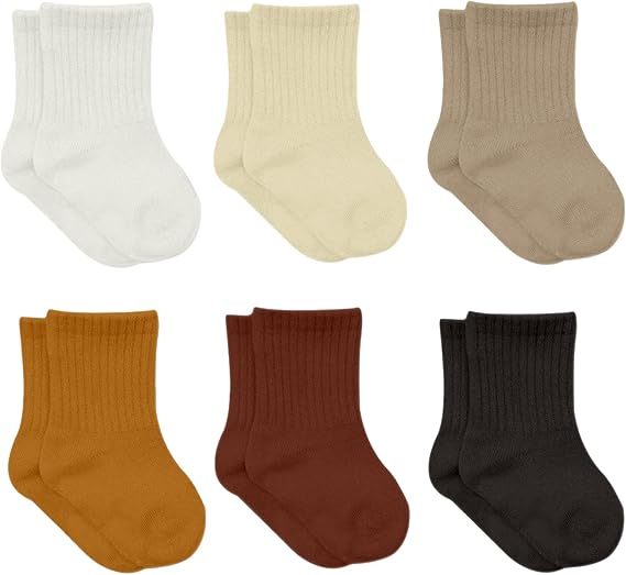 Baby Grip Ankle Socks 6 Pairs | Newborn Infant Toddlers Sock Organic Cotton | Kids Boys Girls Ankle