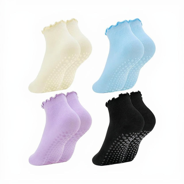 Non Slip Yoga Socks with Grips for Women Pilates Grippy Socks Cotton Barre Hospital Home