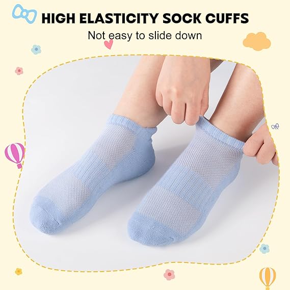 Boys Girls Socks Ankle Athletic Low Cut Short For Kids With Cushioned Sole