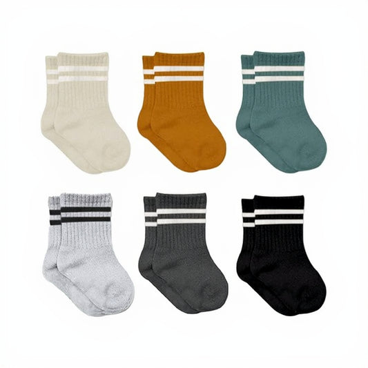 Baby Grip Ankle Socks 6 Pairs | Newborn Infant Toddlers Sock Organic Cotton | Kids Boys Girls Ankle