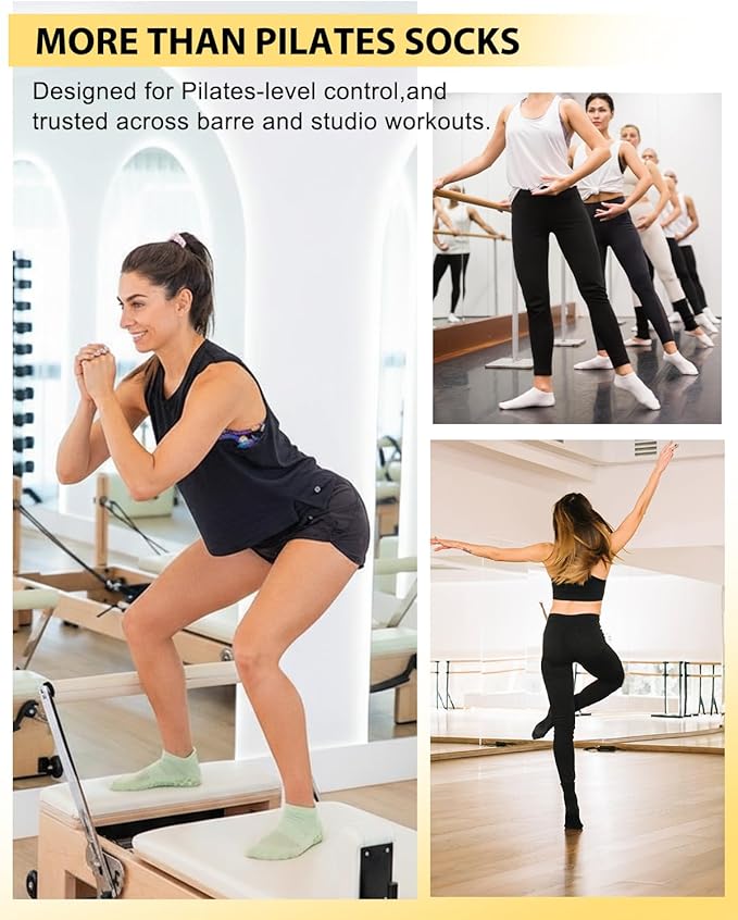 Grip Pilates Socks for Women, Non-slip Yoga Athletic Socks for Barre Ballet Barefoot Workout Hospital