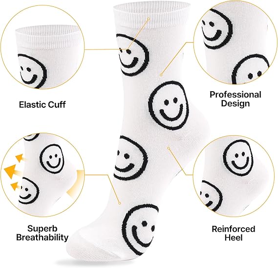 Women's Cotton Socks - Smiley Face Cute Character Design