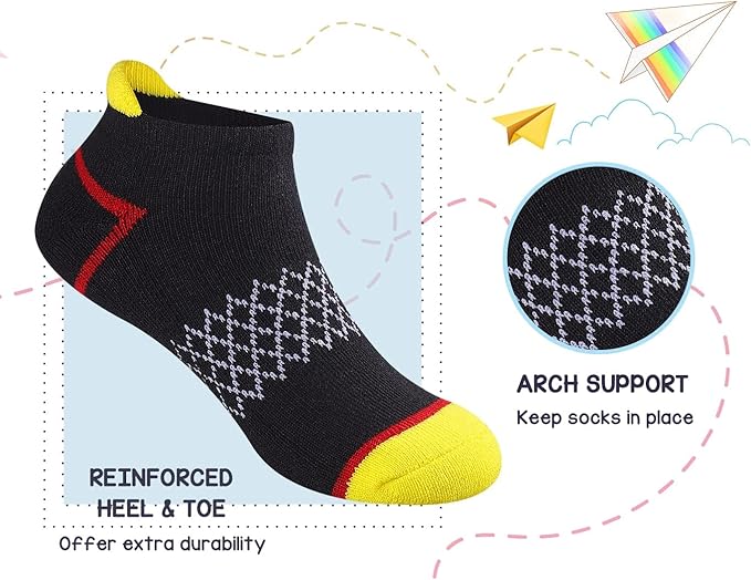 Boys Socks Ankle Athletic Socks With Cushioned Sole