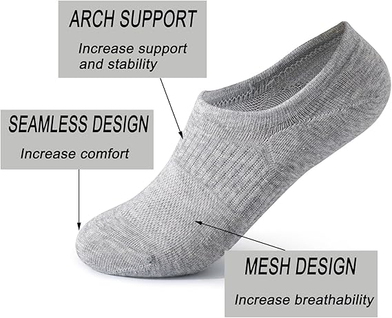 Boys Girls No Show Mesh Socks Cotton Non Slip Low Cut Arch Support Socks