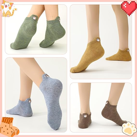 Women Cute Ankle Socks Funny Smile/Animal/Cat Socks Comfort Cotton