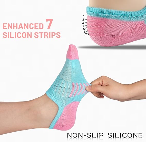 No Show Socks Cotton Non Slip Mesh Low Cut Ankle Invisible Kids Socks With Grips