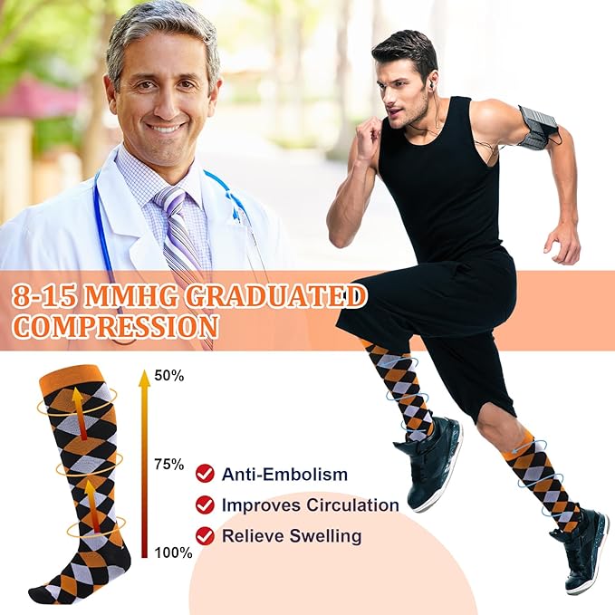Men Dress Compression Socks Men's Knee Long Light Socks