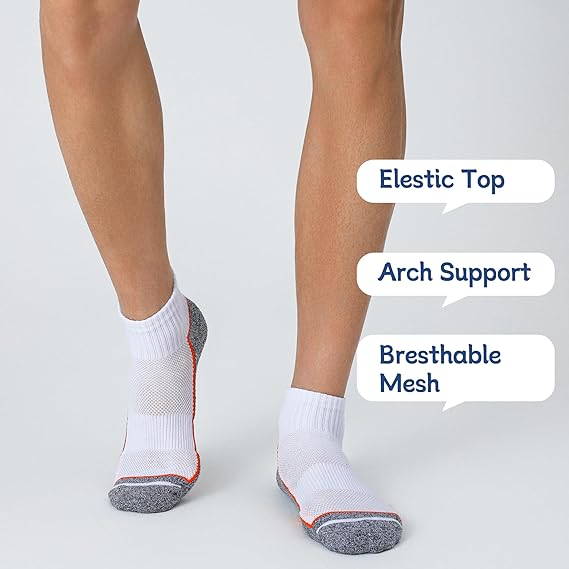 Men's Athletic Cushioned Running Cotton Sports Quarter Socks