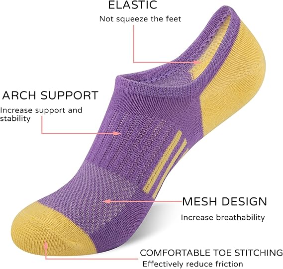 No Show Socks Cotton Non Slip Mesh Low Cut Ankle Invisible Kids Socks With Grips