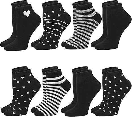 Cotton Ankle Socks for Women, Breathable Novelty Funny Striped Dot Casual Cute Dress Socks