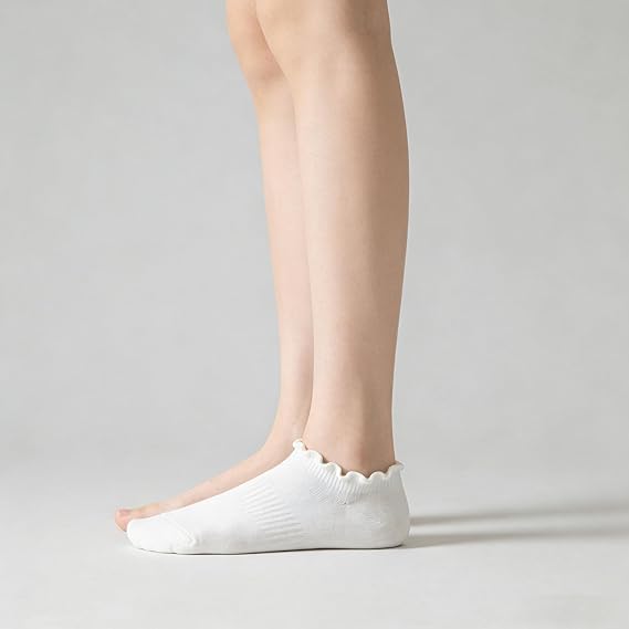 No Show Socks Womens Low Cut Non Slip Cute Ruffle Ankle Socks