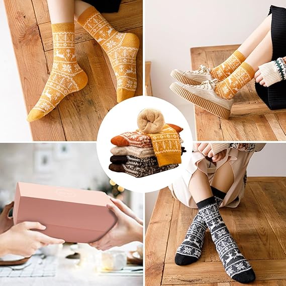 Women Thick Soft Warm Fuzzy Socks Winter Wool Fluffy Cozy Casual Home Sleep Socks