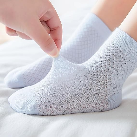 Cotton Socks Thin Summer White Mesh Crew Ankle Dress Sock for Girls Boys kids