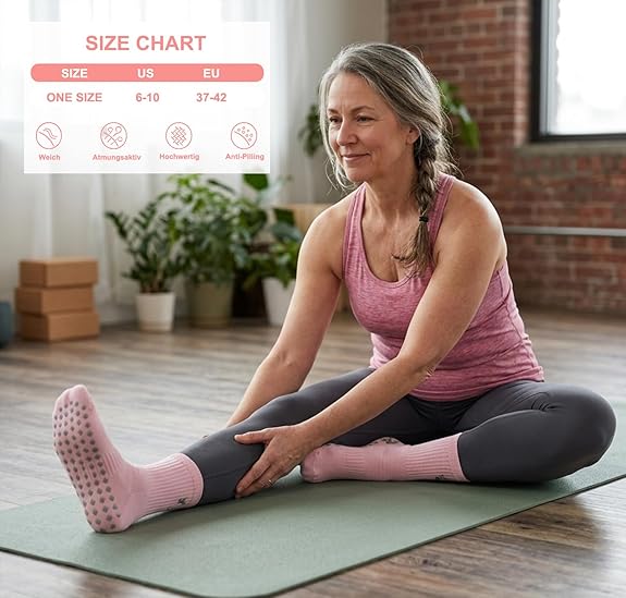Non Slip Grip Socks for Men Women Crew Grippy Socks for Hospital Pilates Yoga,Gifts for Seniors Elderly