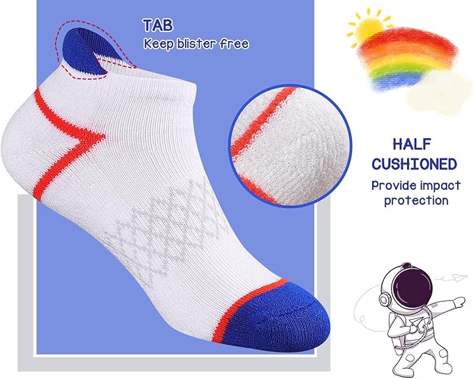 Boys Socks Ankle Athletic Socks With Cushioned Sole