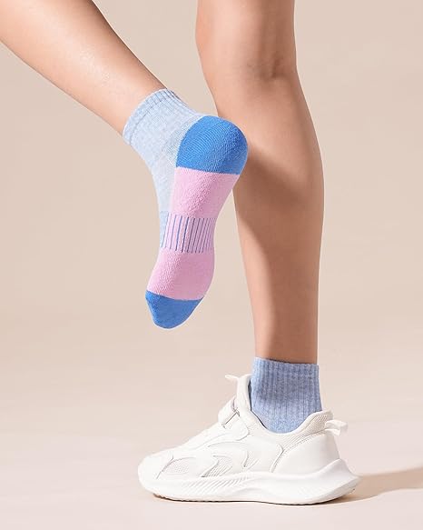 Kids Socks Boys Girls Cushioned Quarter Socks Athletic Ankle Sock 5-14 Years
