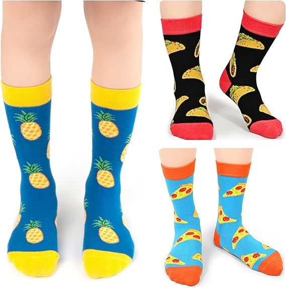 Kids Boys Girls Novelty Crew Socks, Funny Colorful Toddler Calf Socks for 2-18 Years Old