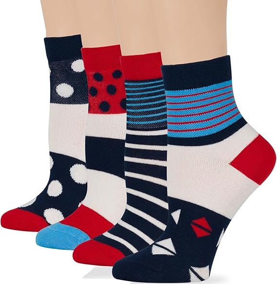 Women's Cotton Quarter Non-Binding Diabetic Fashion Socks