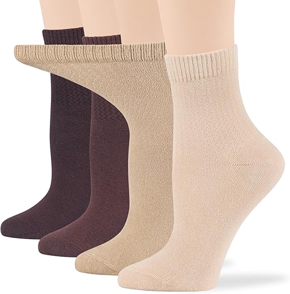 Women's Cotton Quarter Non-Binding Diabetic Fashion Socks