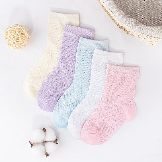 Cotton Socks Thin Summer White Mesh Crew Ankle Dress Sock for Girls Boys kids