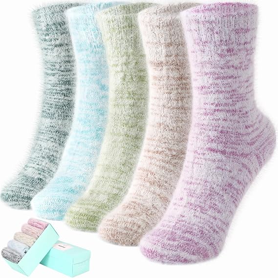 Women Thick Soft Warm Fuzzy Socks Winter Wool Fluffy Cozy Casual Home Sleep Socks