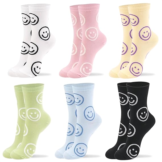 Women's Cotton Socks - Smiley Face Cute Character Design