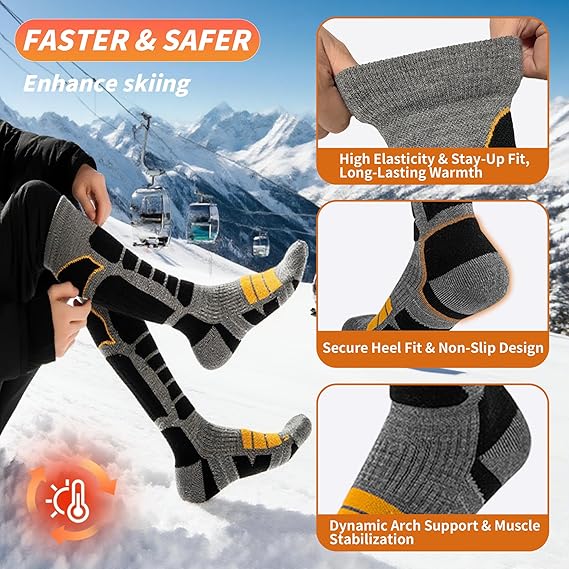 Ski Socks Merino Wool Socks for men&women Knee-High Winter Thermal Snowboarding Socks