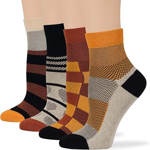 Women's Cotton Quarter Non-Binding Diabetic Fashion Socks
