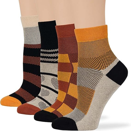 Women's Cotton Quarter Non-Binding Diabetic Fashion Socks