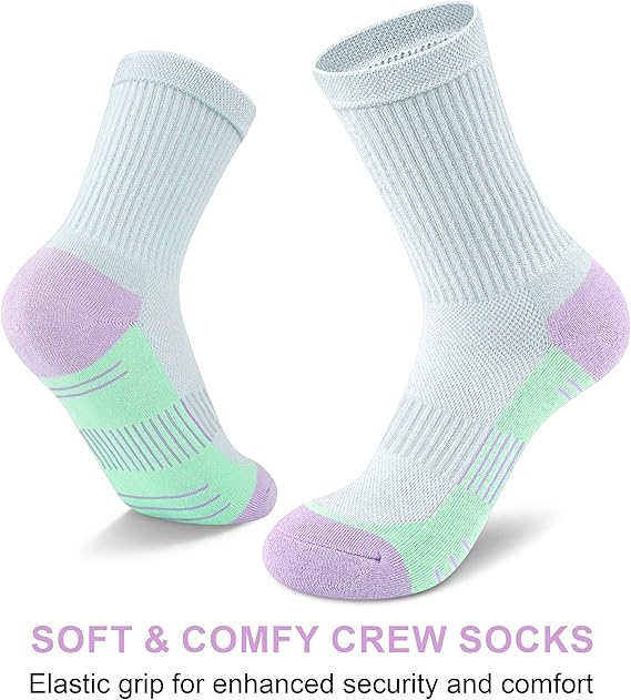 Crew Socks Women Athletic Hiking Running Cushioned Compression Socks