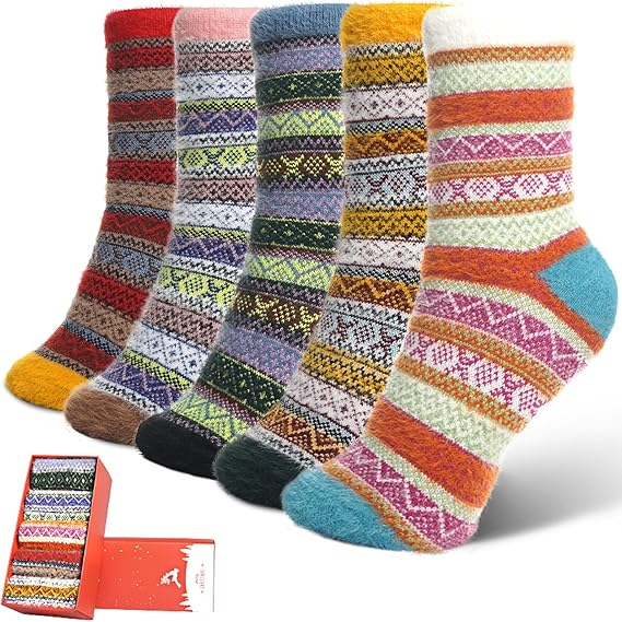 Women Thick Soft Warm Fuzzy Socks Winter Wool Fluffy Cozy Casual Home Sleep Socks