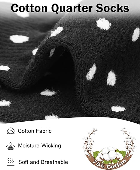 Cotton Ankle Socks for Women, Breathable Novelty Funny Striped Dot Casual Cute Dress Socks