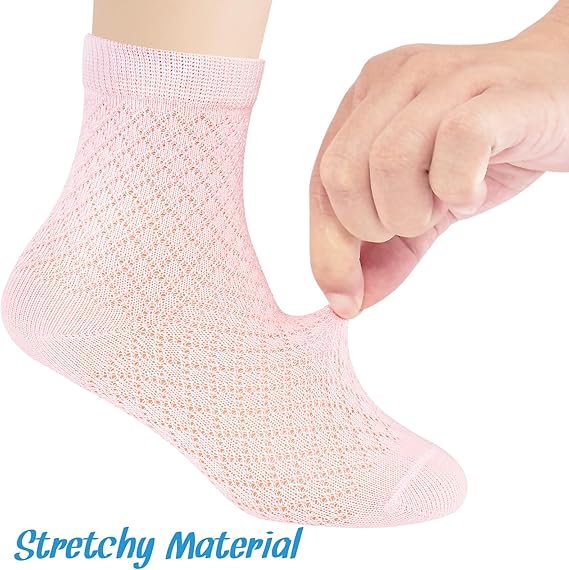 Cotton Socks Thin Summer White Mesh Crew Ankle Dress Sock for Girls Boys kids