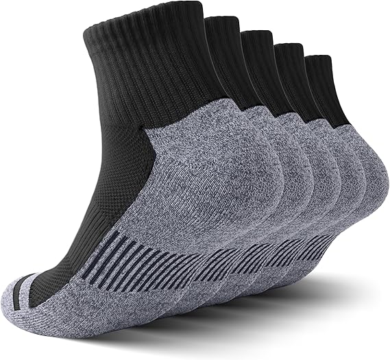 Men's Athletic Cushioned Running Cotton Sports Quarter Socks